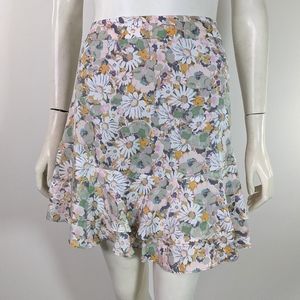 Lauren Conrad Floral print skirt lined, Elastic Waist Back Size Large Lined